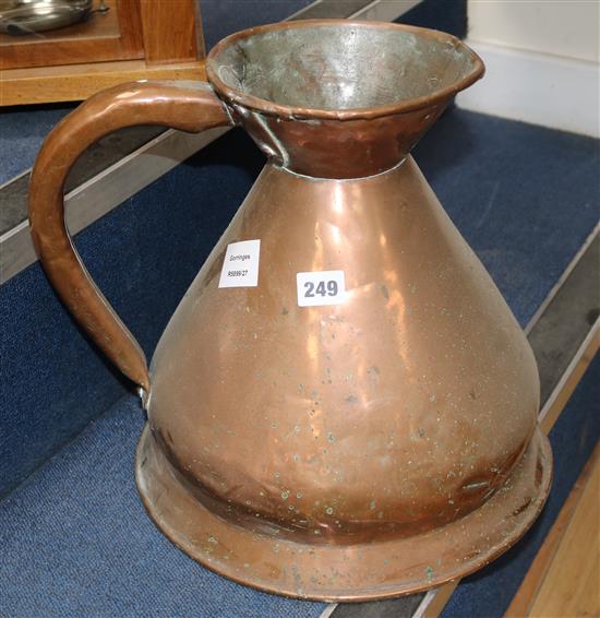 A Victorian copper two gallon measure